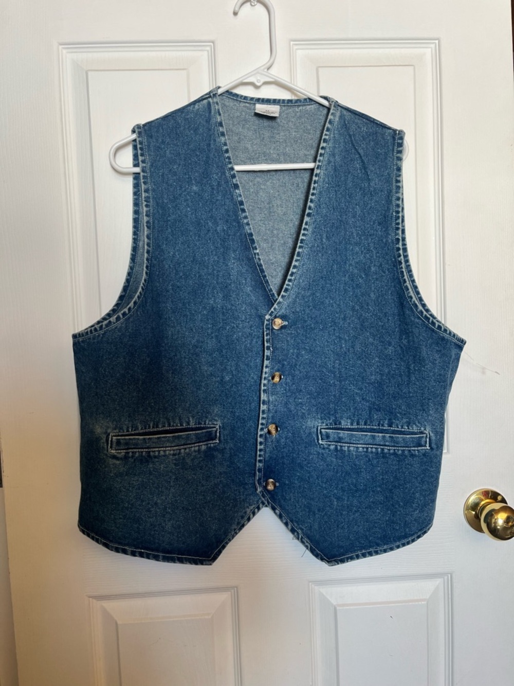 Classic Blue Denim Vest - Men's Casual Button-Up